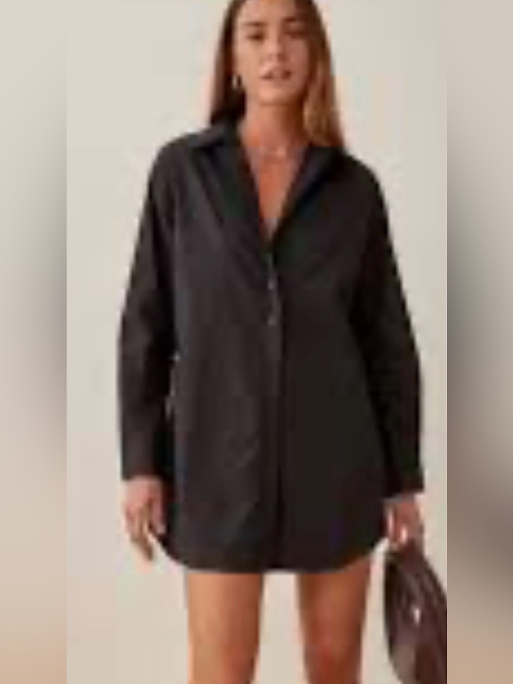Reformation Linen Black Mini Shirt Dress with Tailored Collar